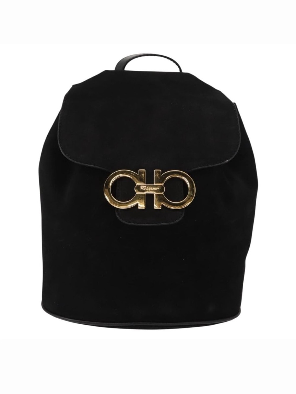 Salvatore Ferragamo Gancini Vintage Black Suede Backpack